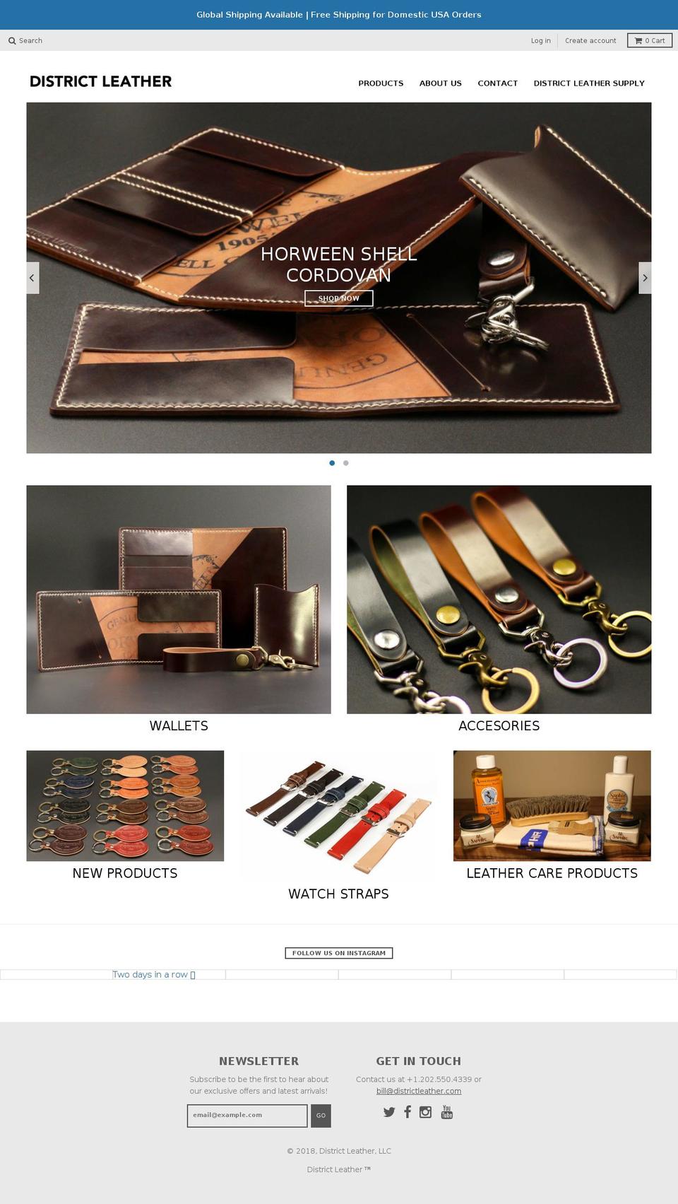 districtleathercompany.com — Shopify storefront screenshot