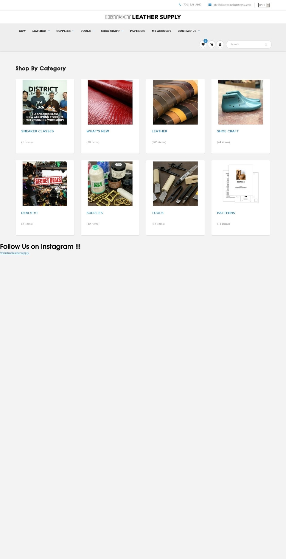 districtleathersupply.com — Shopify storefront screenshot