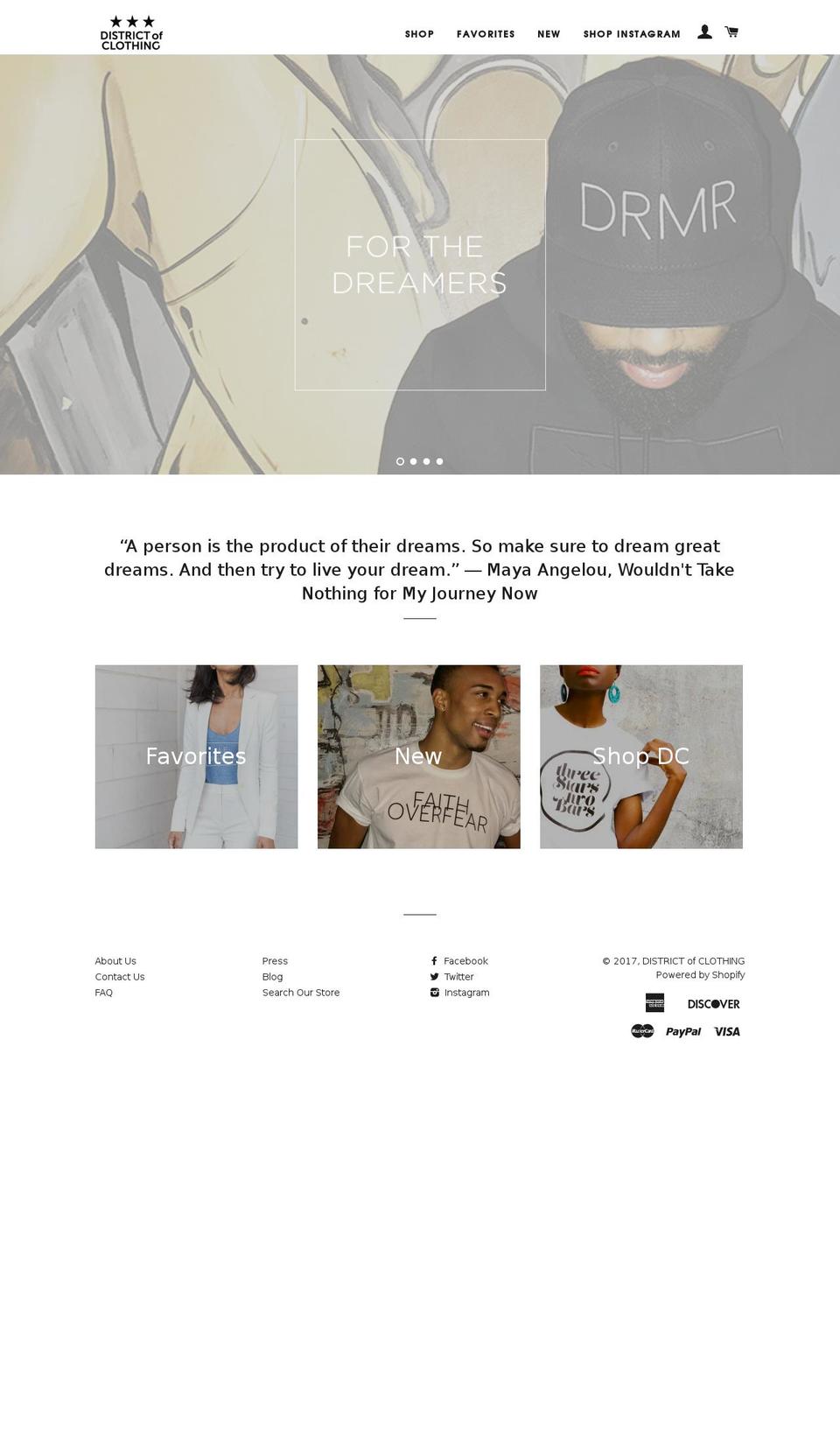 districtofclothing.com shopify website screenshot