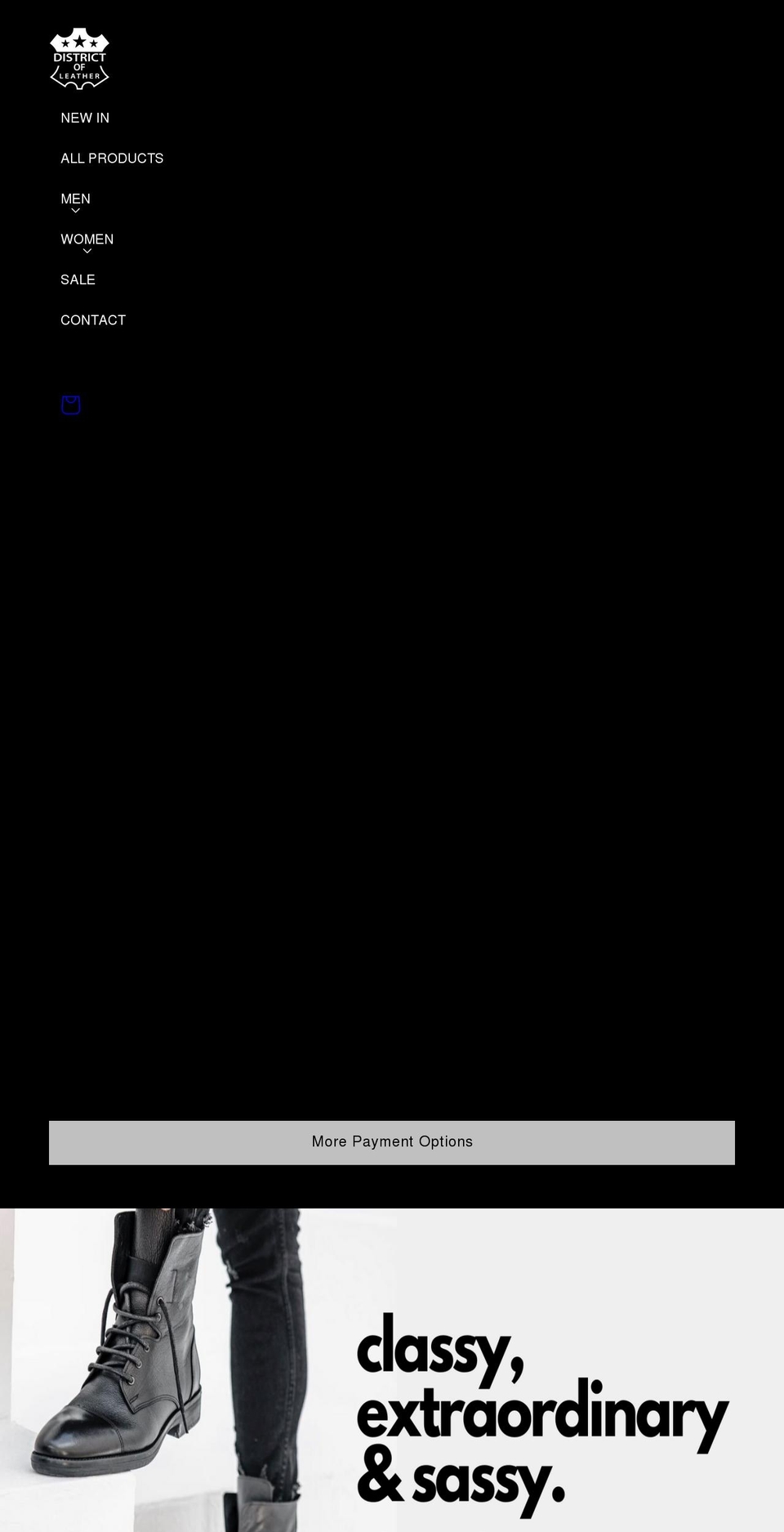 districtofleather.com shopify website screenshot