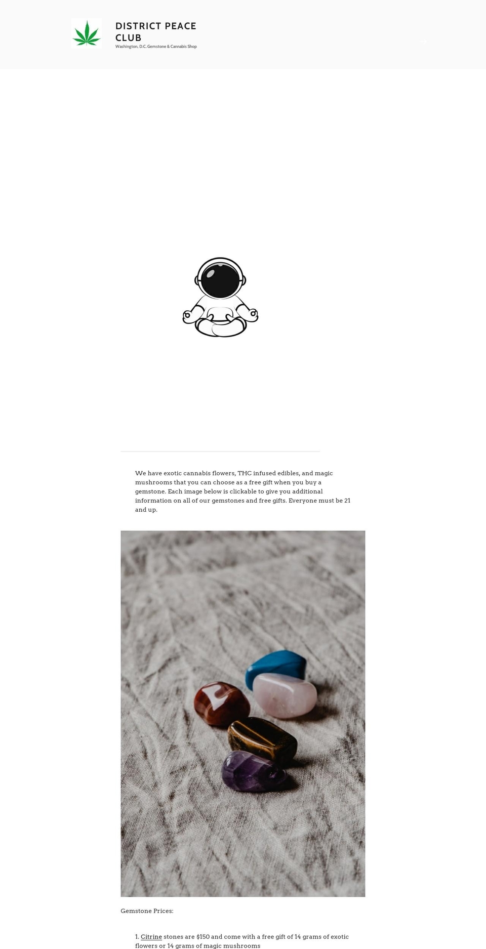 districtpeaceclub.com — Shopify storefront screenshot