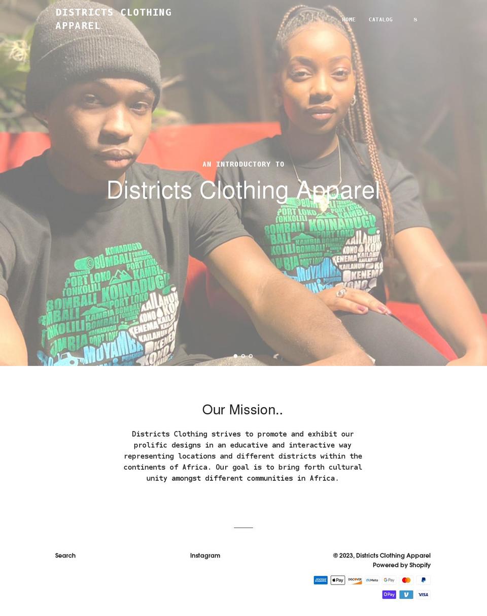 districtsclothingapparel.com shopify website screenshot