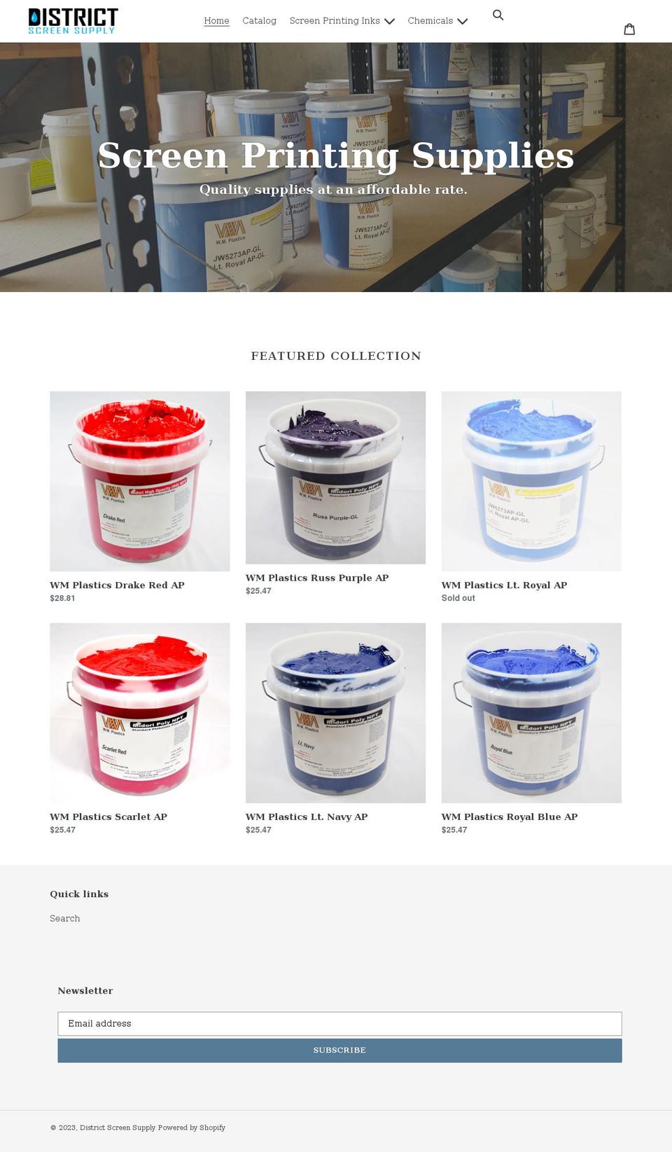 districtscreensupply.com shopify website screenshot