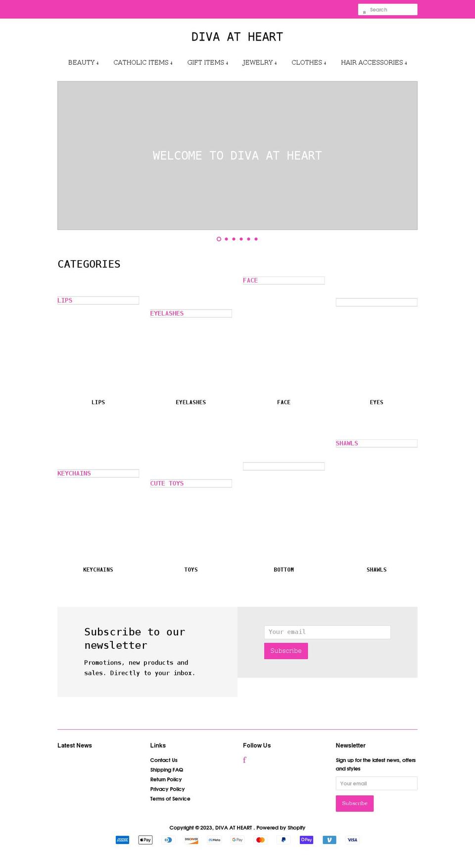 diva-atheart.com shopify website screenshot