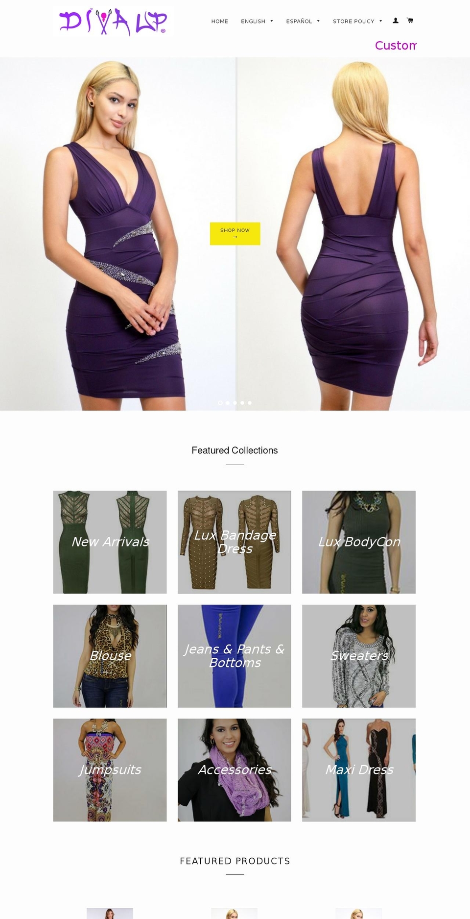 diva-up.net shopify website screenshot