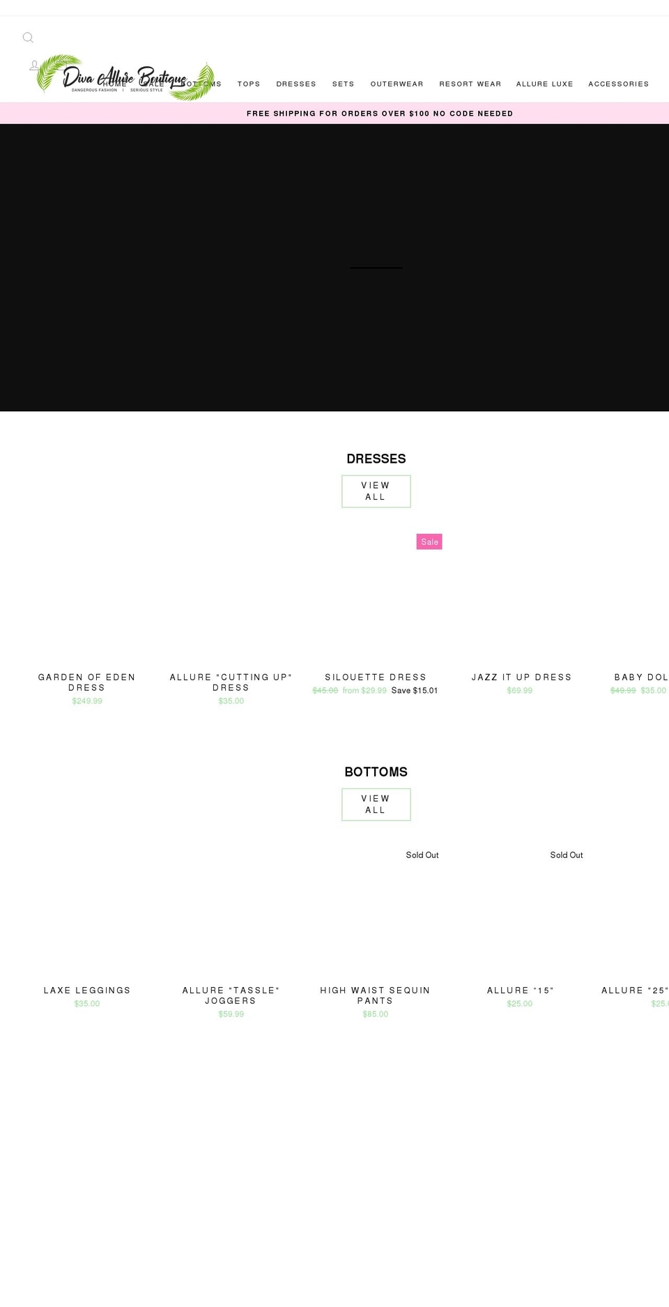 divaallureboutique.com shopify website screenshot