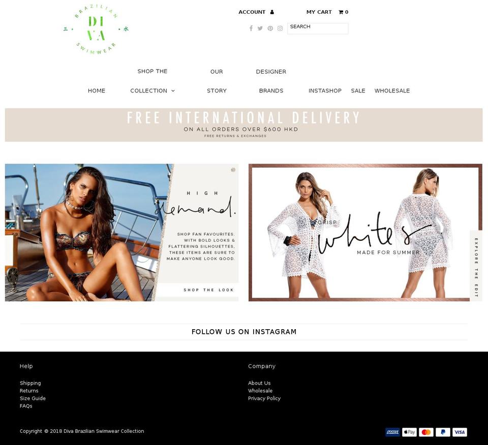 Diva Brazilian Shopify theme site example divacollectionhk.com