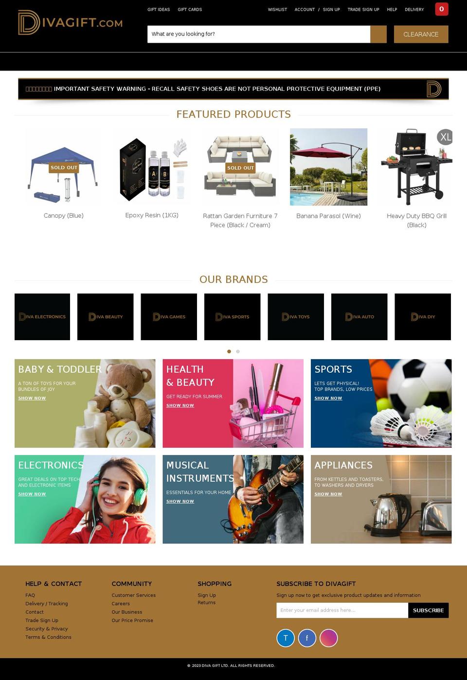 divagift.com shopify website screenshot