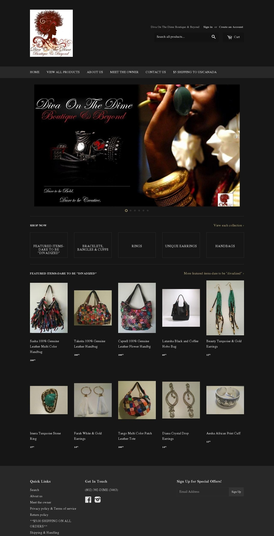 divaonthedime.com — Shopify storefront screenshot