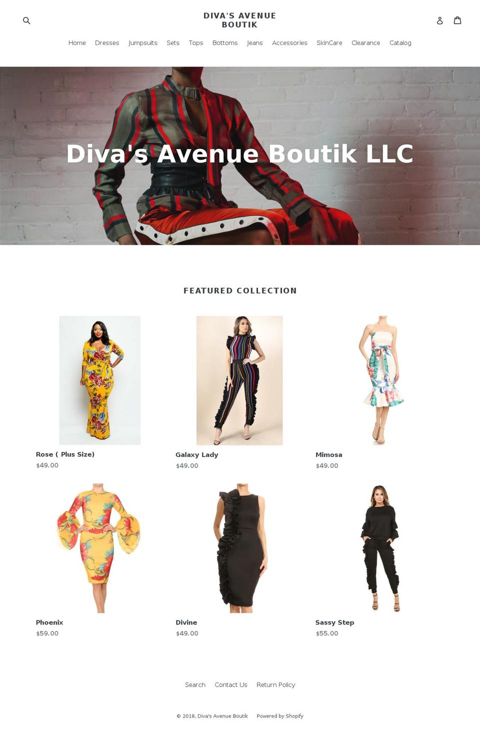 divasavenueboutique.com — Shopify storefront screenshot