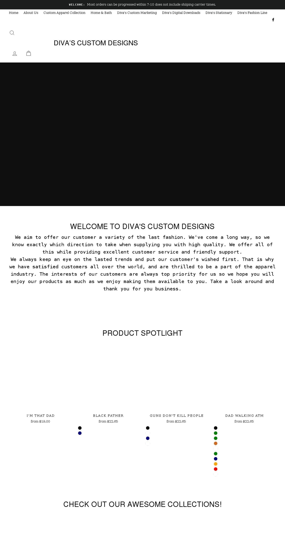 divascustomdesigns.com shopify website screenshot