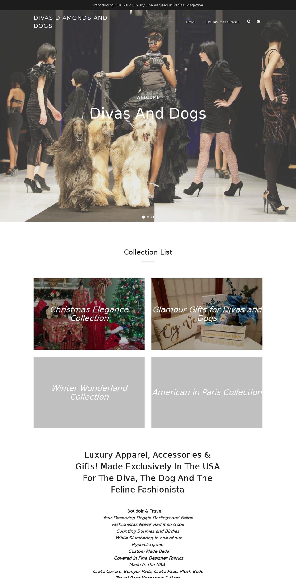 divasdiamondsanddogs.com shopify website screenshot