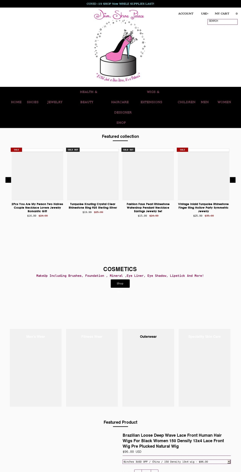 divashoepalace.com shopify website screenshot