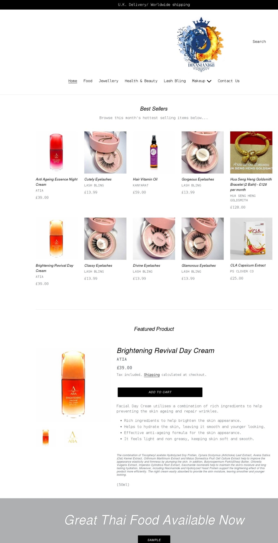 divasian168.com shopify website screenshot