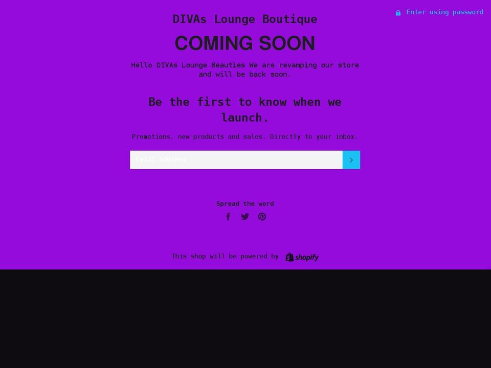 divasloungeboutique.com shopify website screenshot