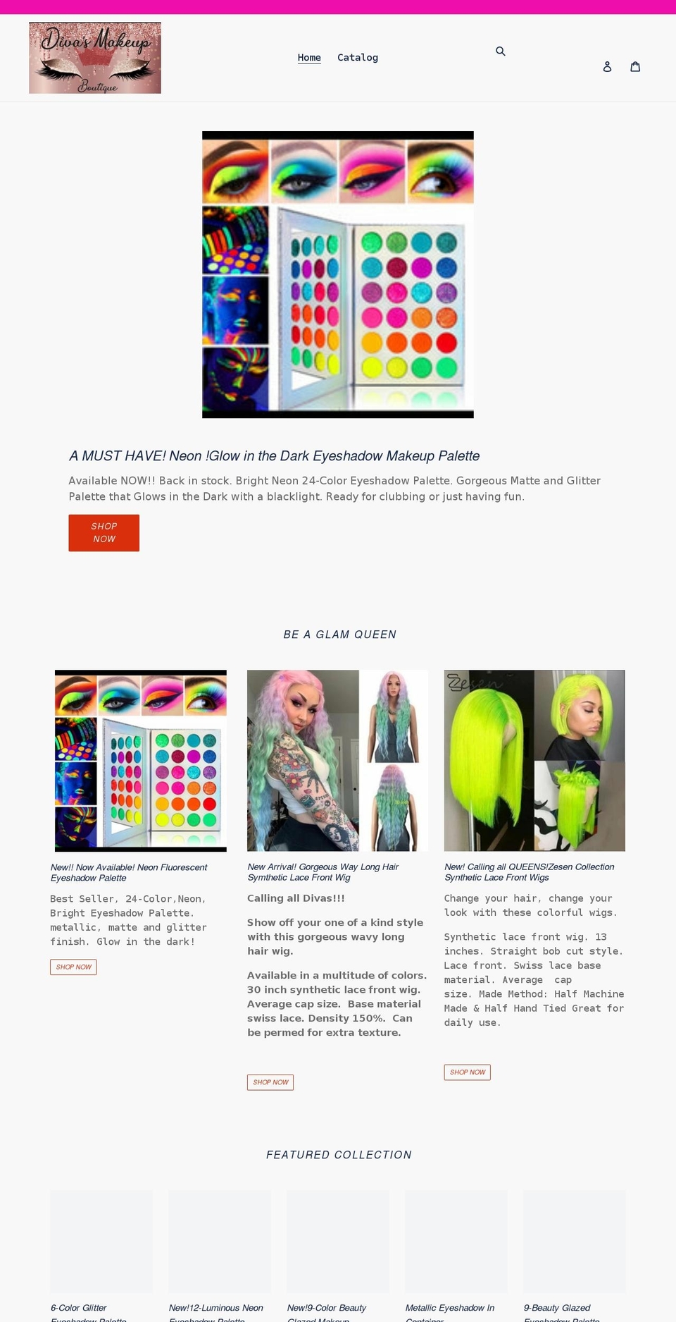 divasmakeupboutique.com shopify website screenshot