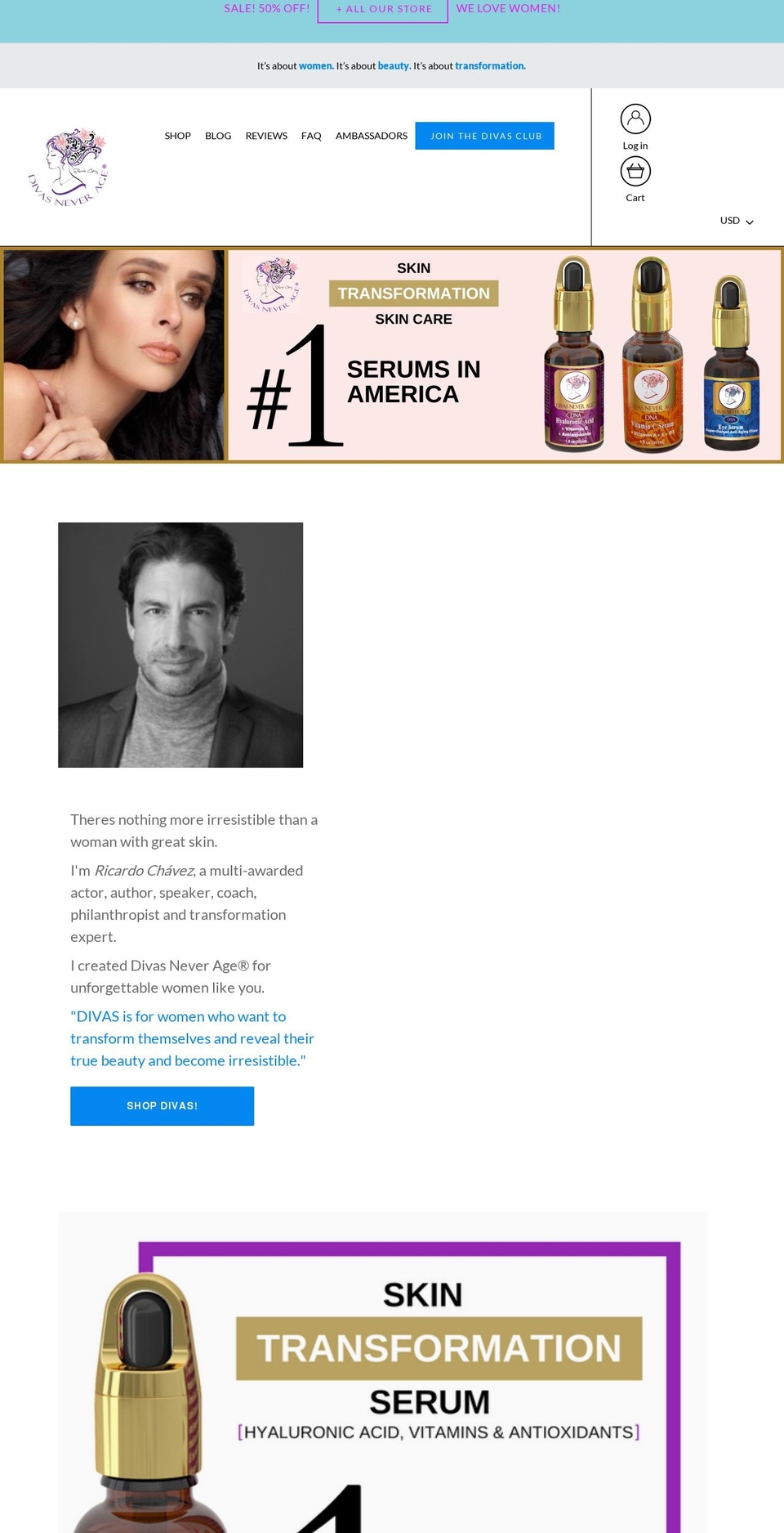 divasneverage.com shopify website screenshot