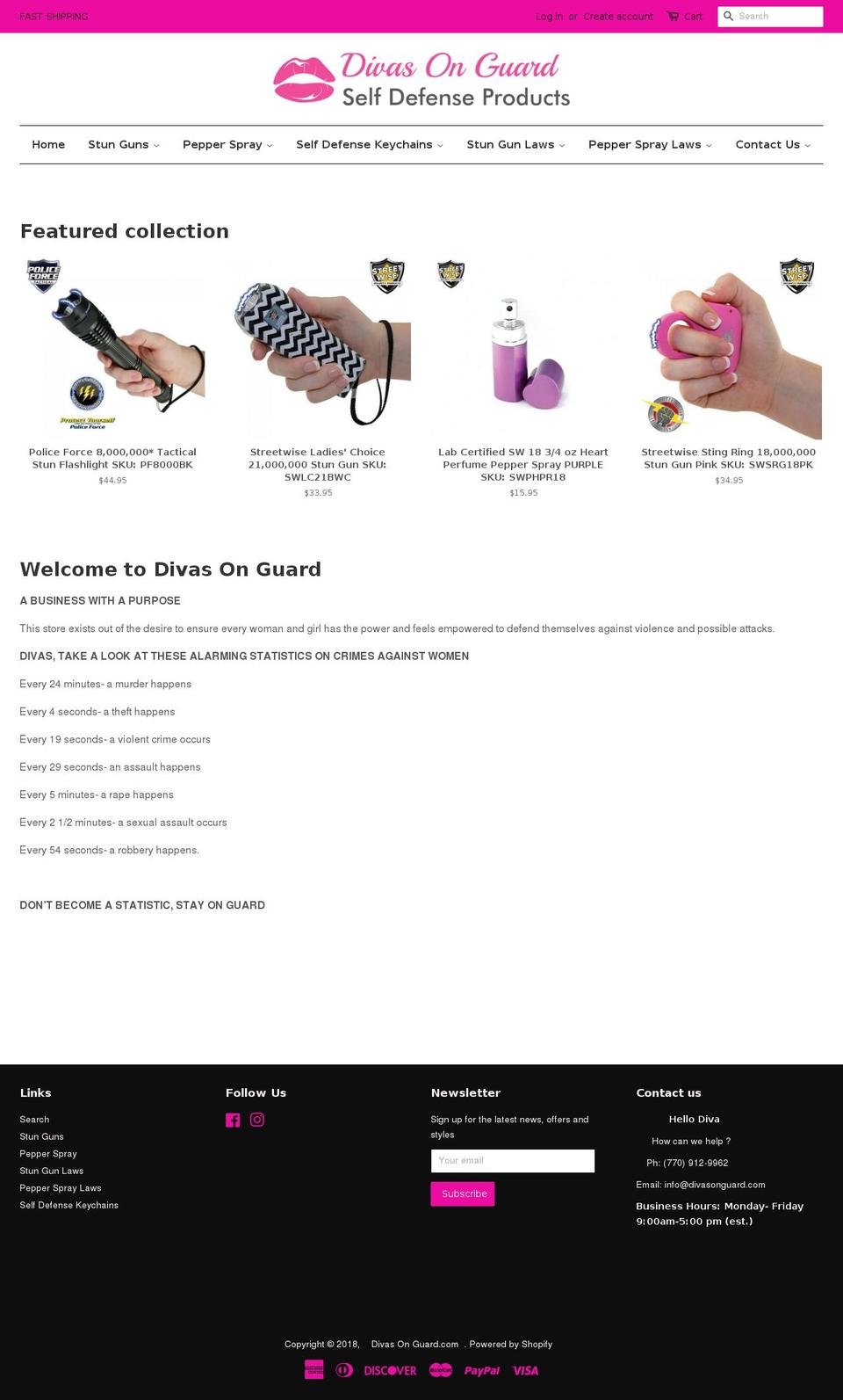divasonguard.com — Shopify storefront screenshot