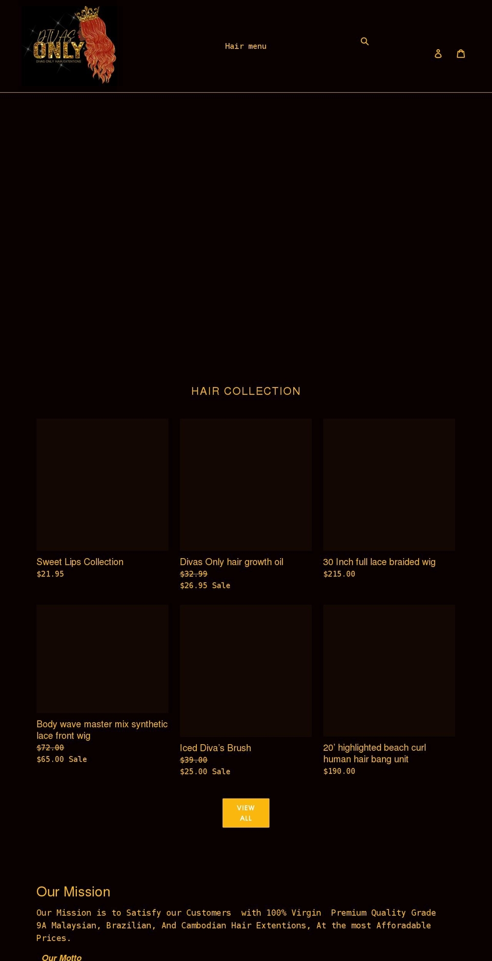 divasonlyhair.com shopify website screenshot