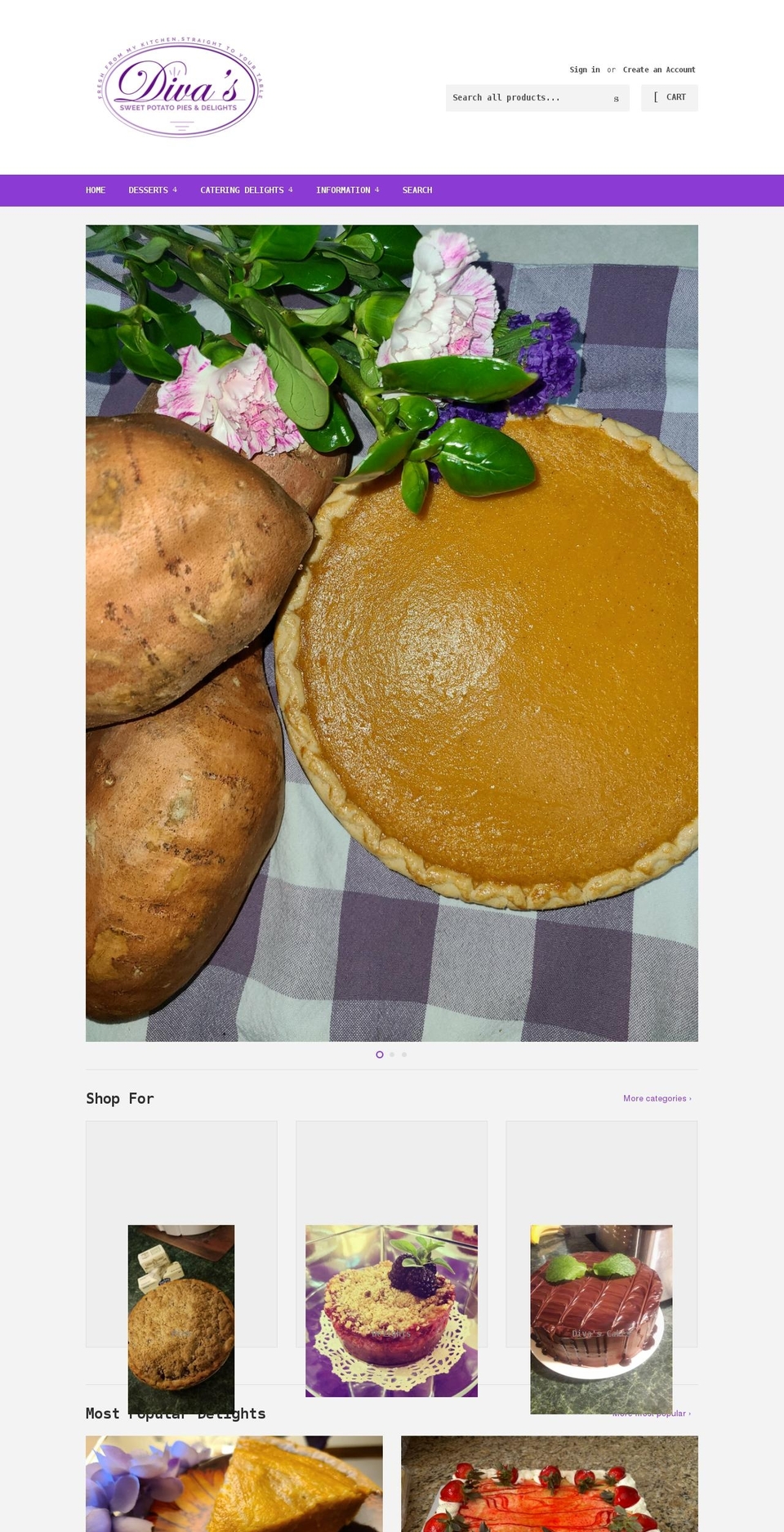 divaspiesanddelights.com shopify website screenshot