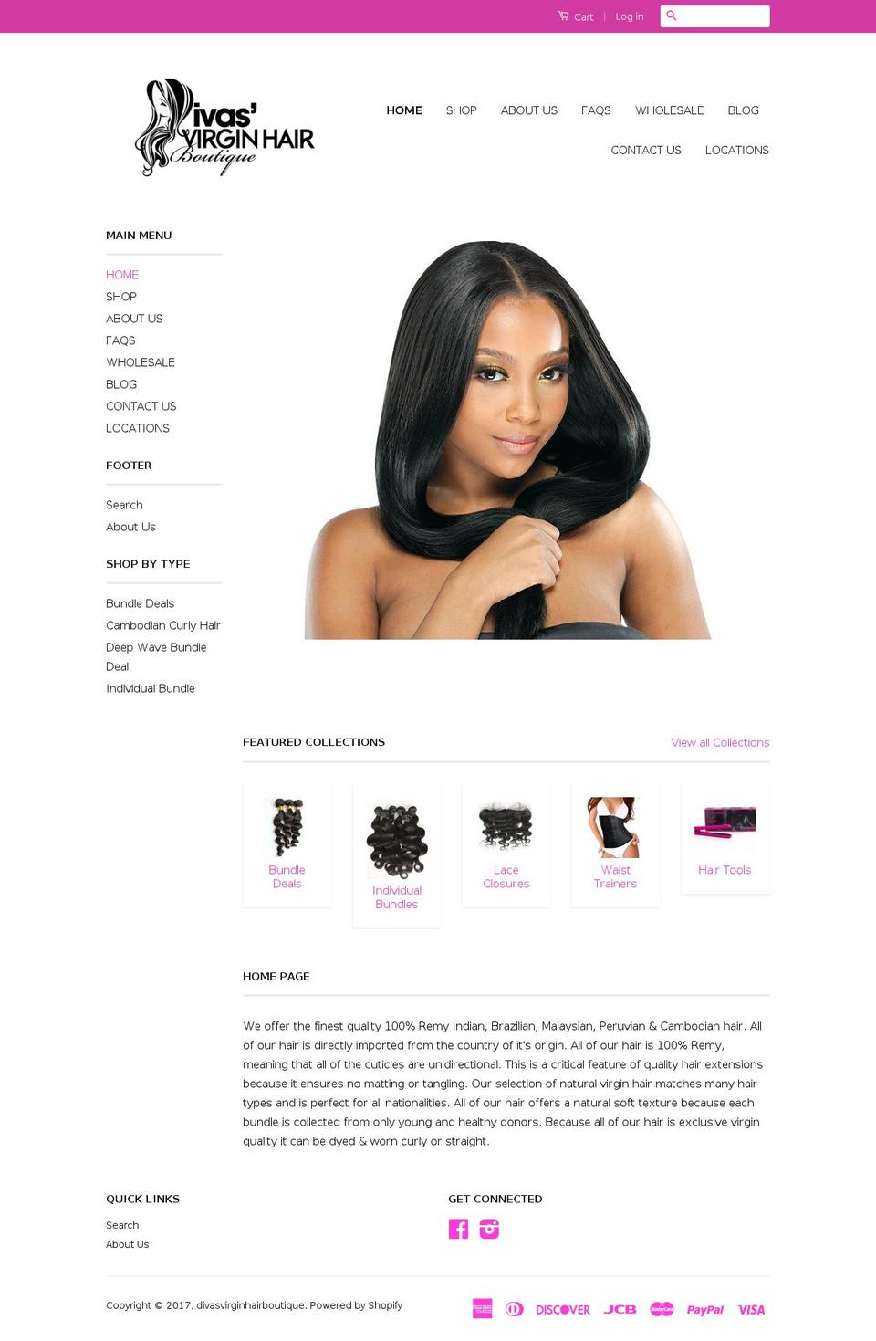 divasvirginhairboutique.com shopify website screenshot