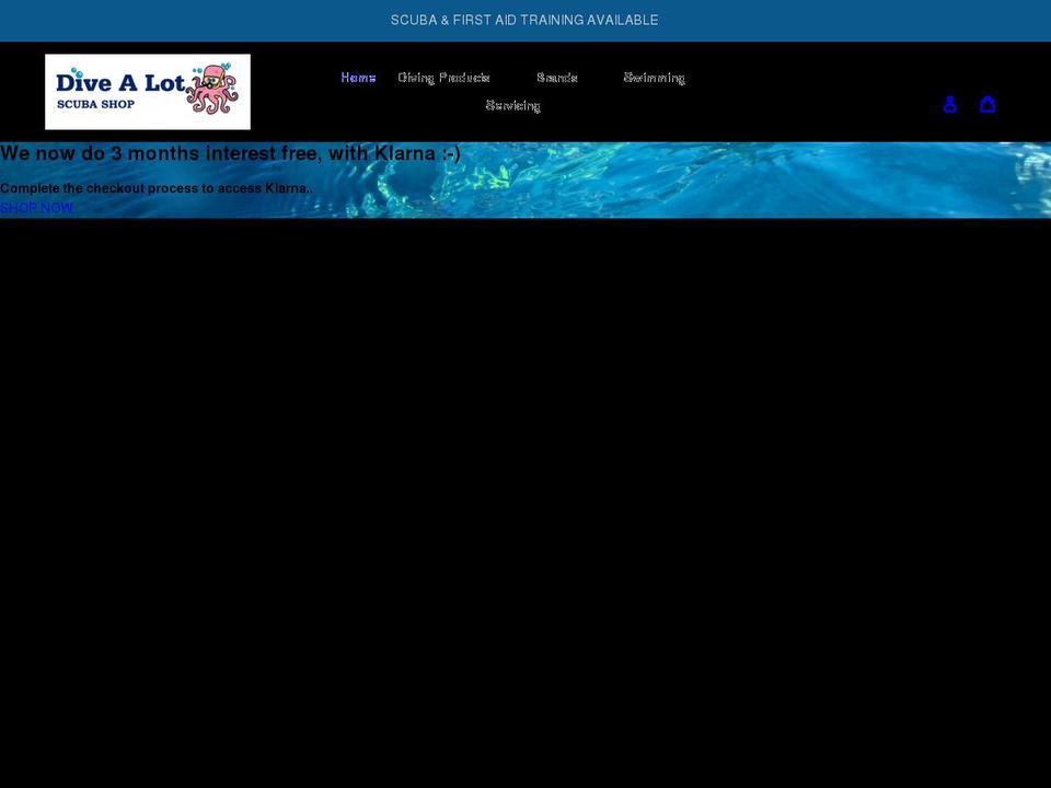 divealotscuba.co.uk shopify website screenshot
