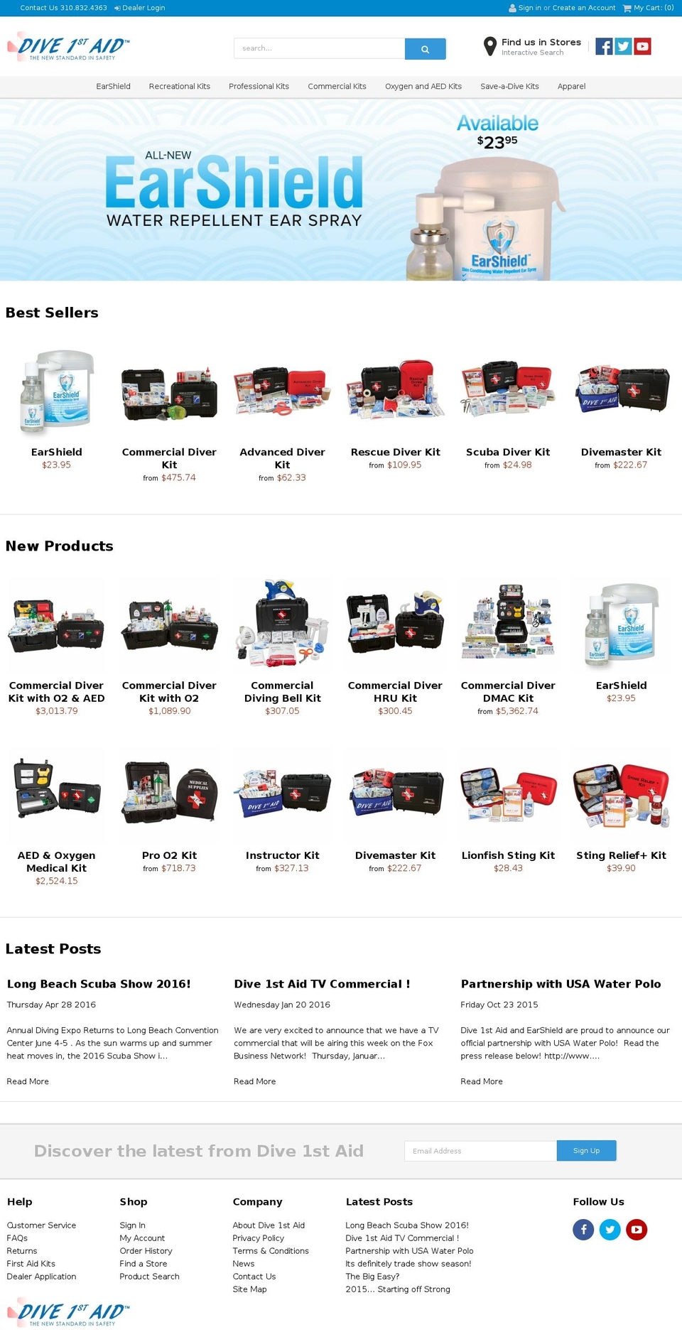 Dive1staid Shopify theme site example divefirstaid.com