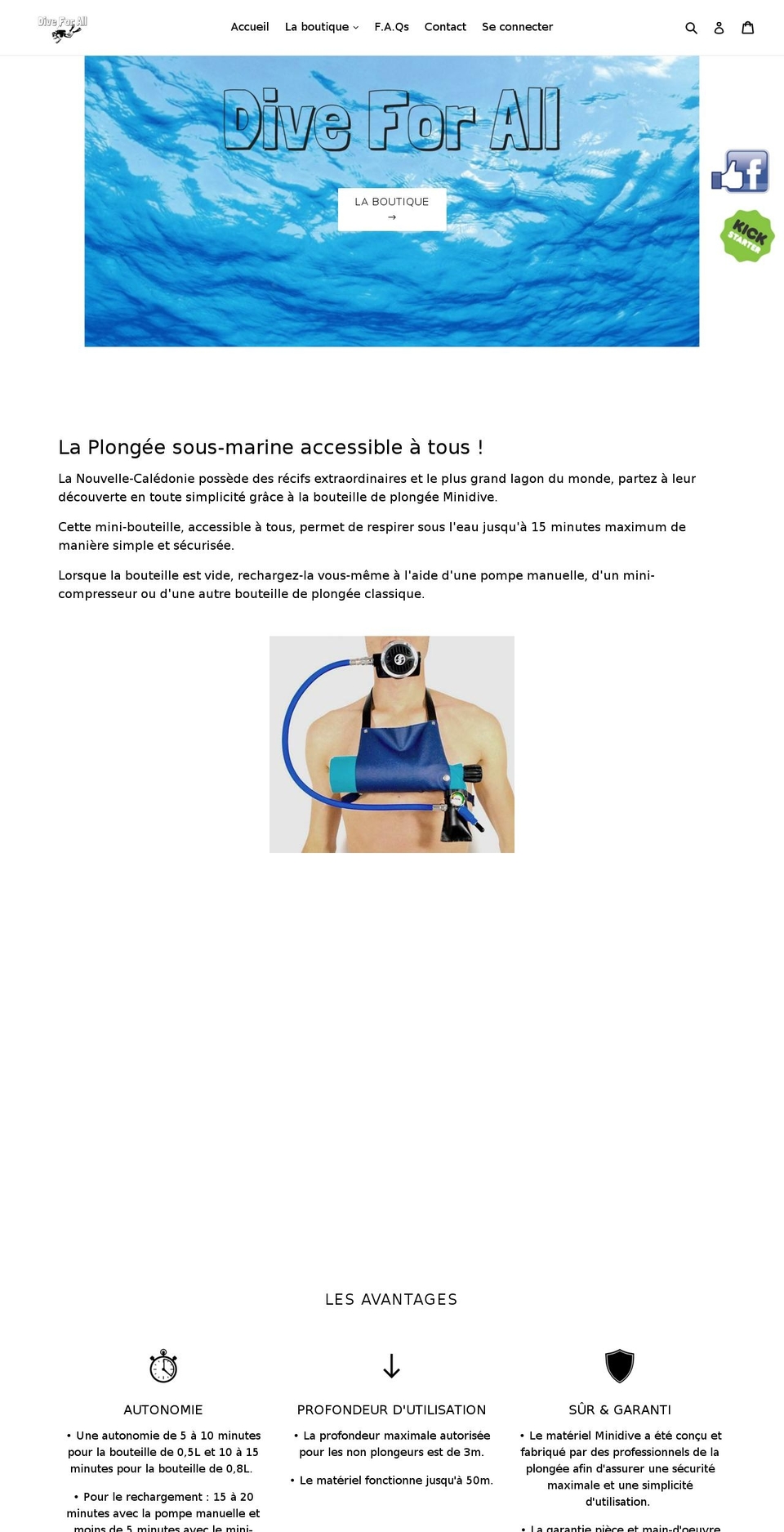 diveforall.com shopify website screenshot