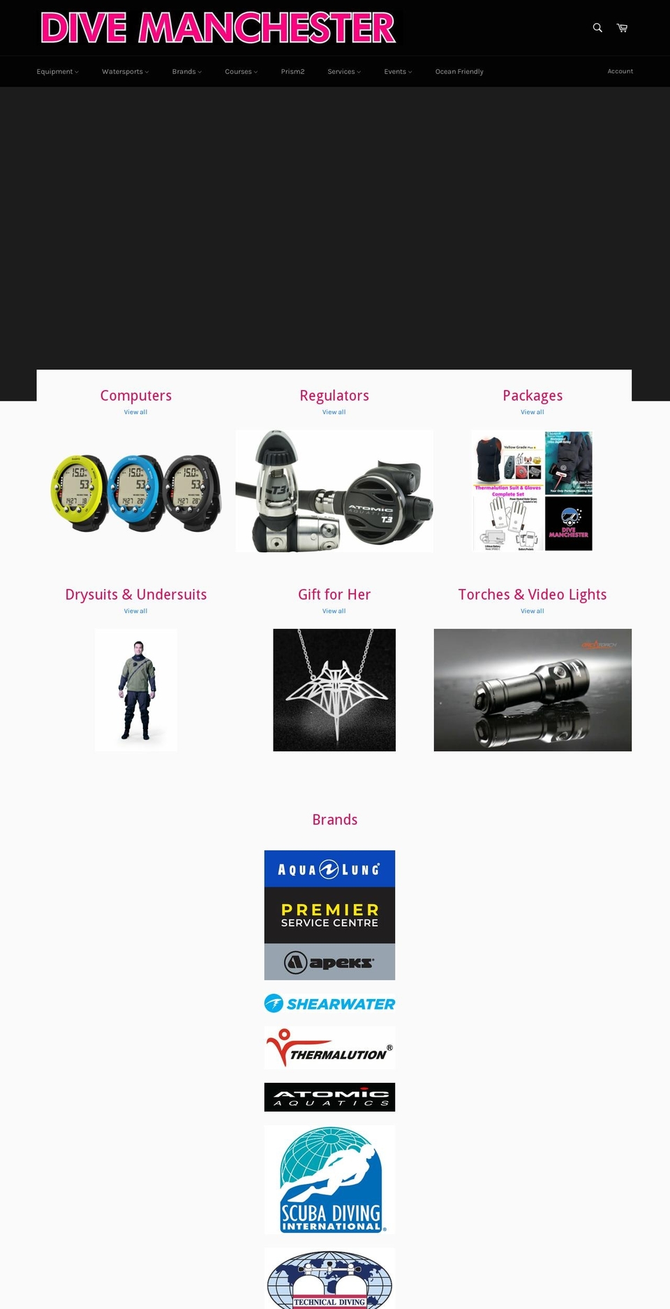 divemanchester.co.uk shopify website screenshot