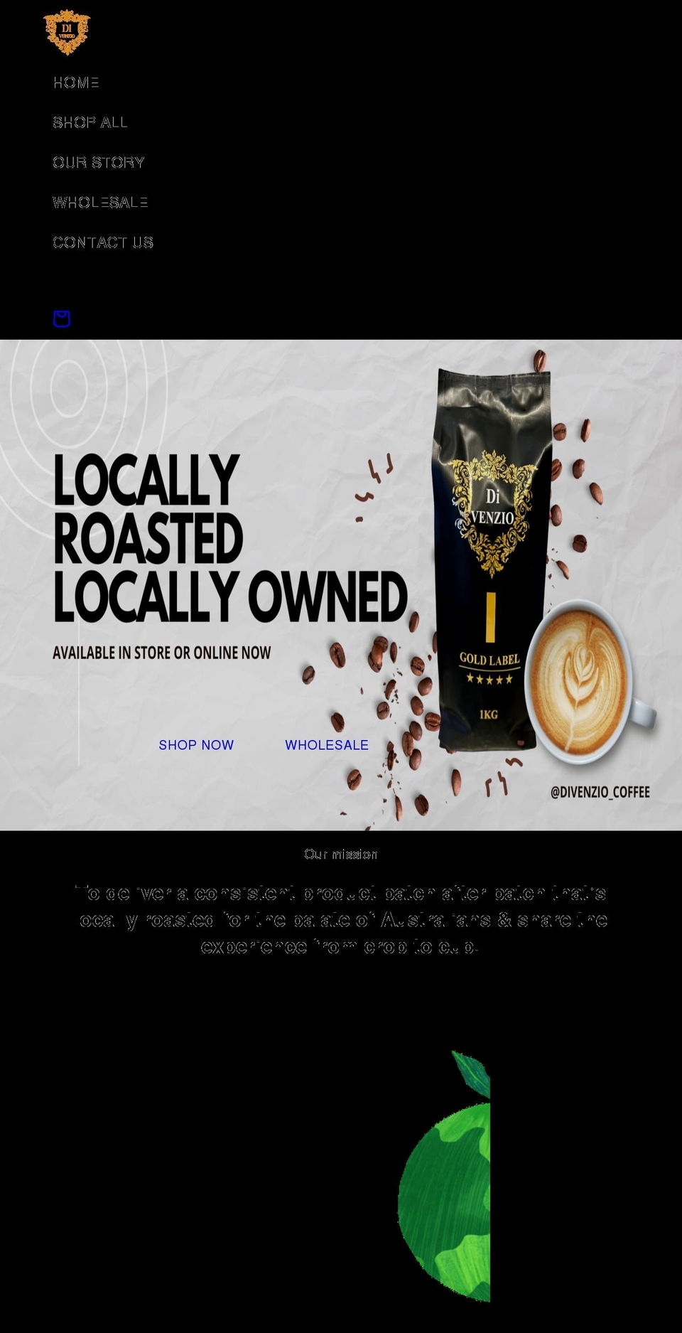 divenziocoffee.com.au shopify website screenshot
