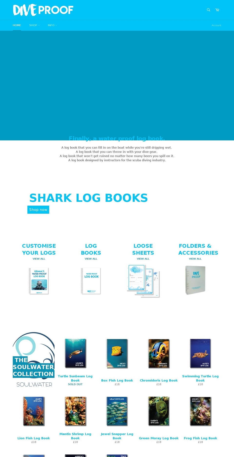 diveproof.com shopify website screenshot
