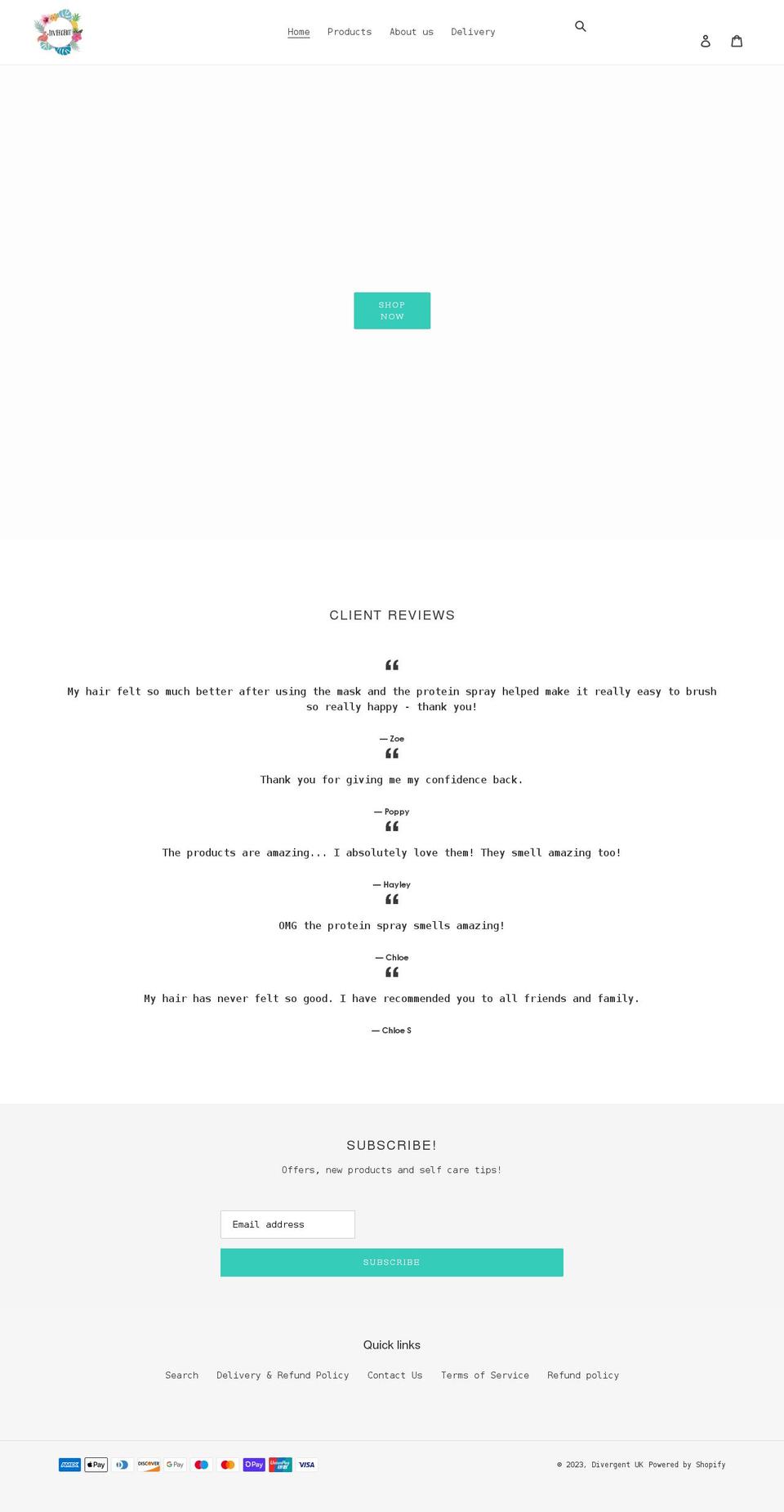 divergent-uk.co.uk shopify website screenshot