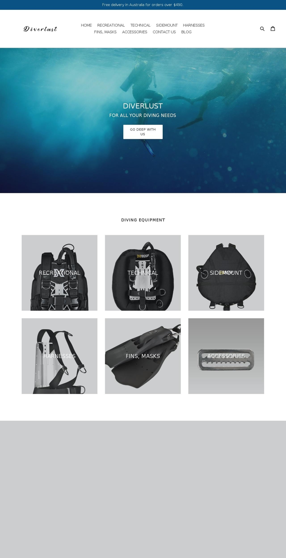 diverlust.com — Shopify storefront screenshot
