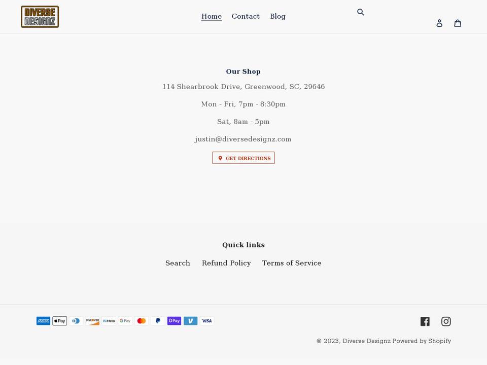 diversedesignz.com shopify website screenshot