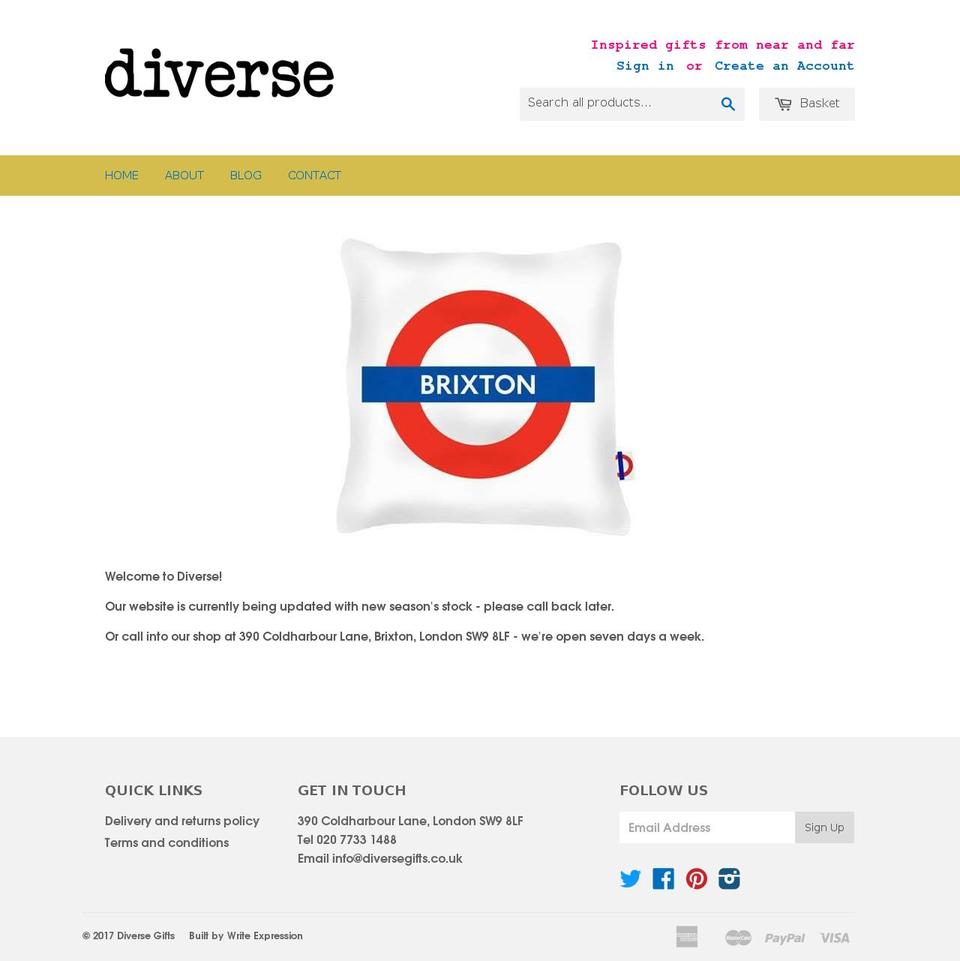 Split Shopify theme site example diversegifts.co.uk