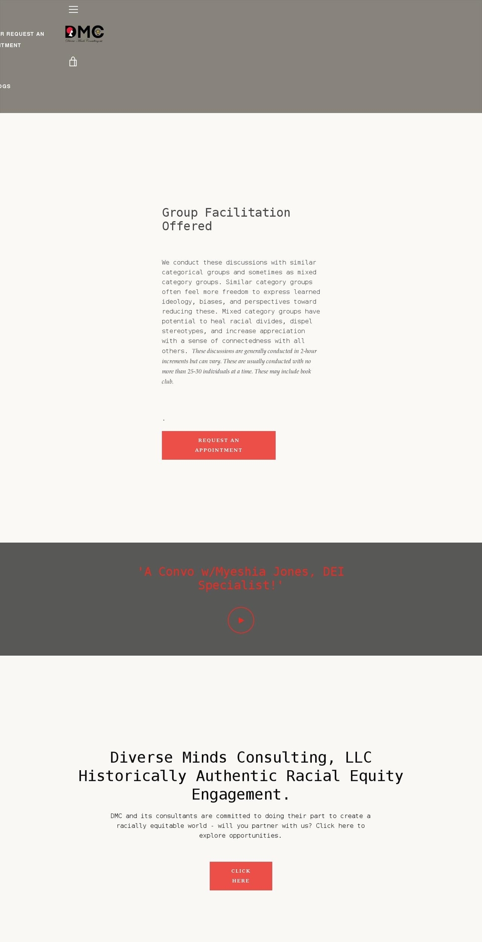 diversemindsconsulting.com shopify website screenshot