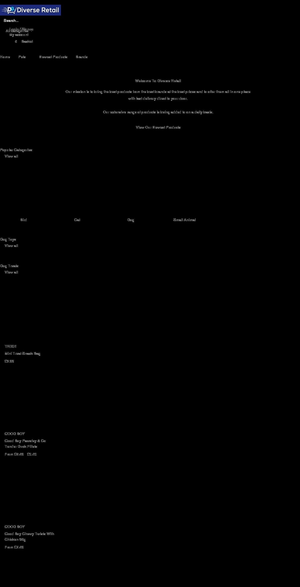 diverseretail.co.uk shopify website screenshot