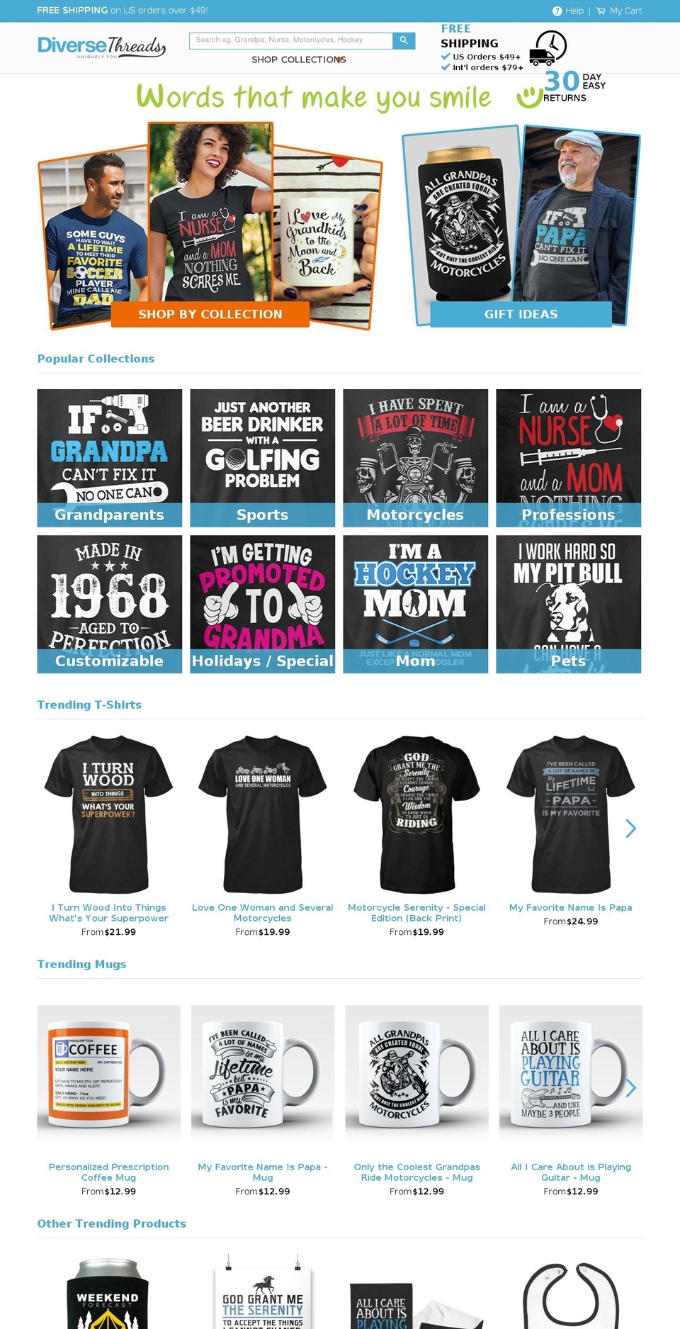 diversethreads.com shopify website screenshot