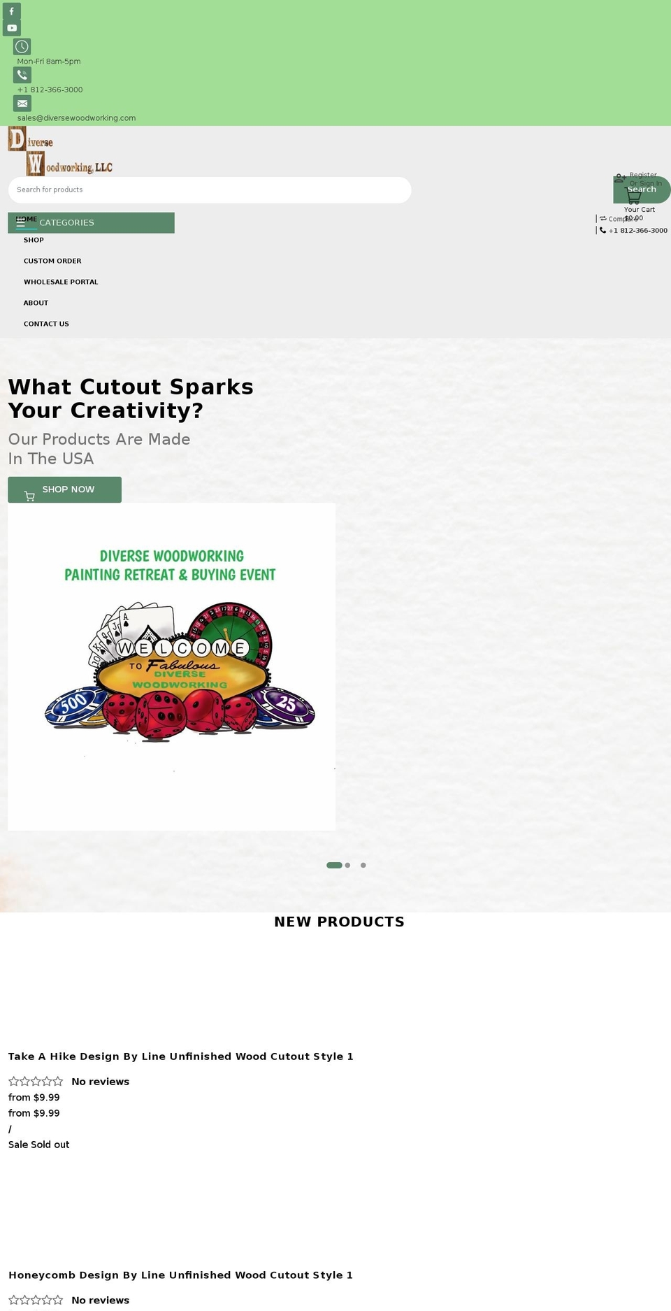 diversewoodworking.com shopify website screenshot