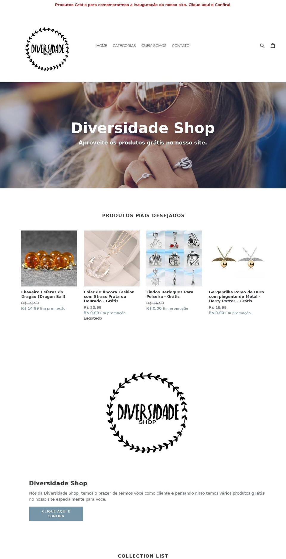diversidadeshop.com shopify website screenshot