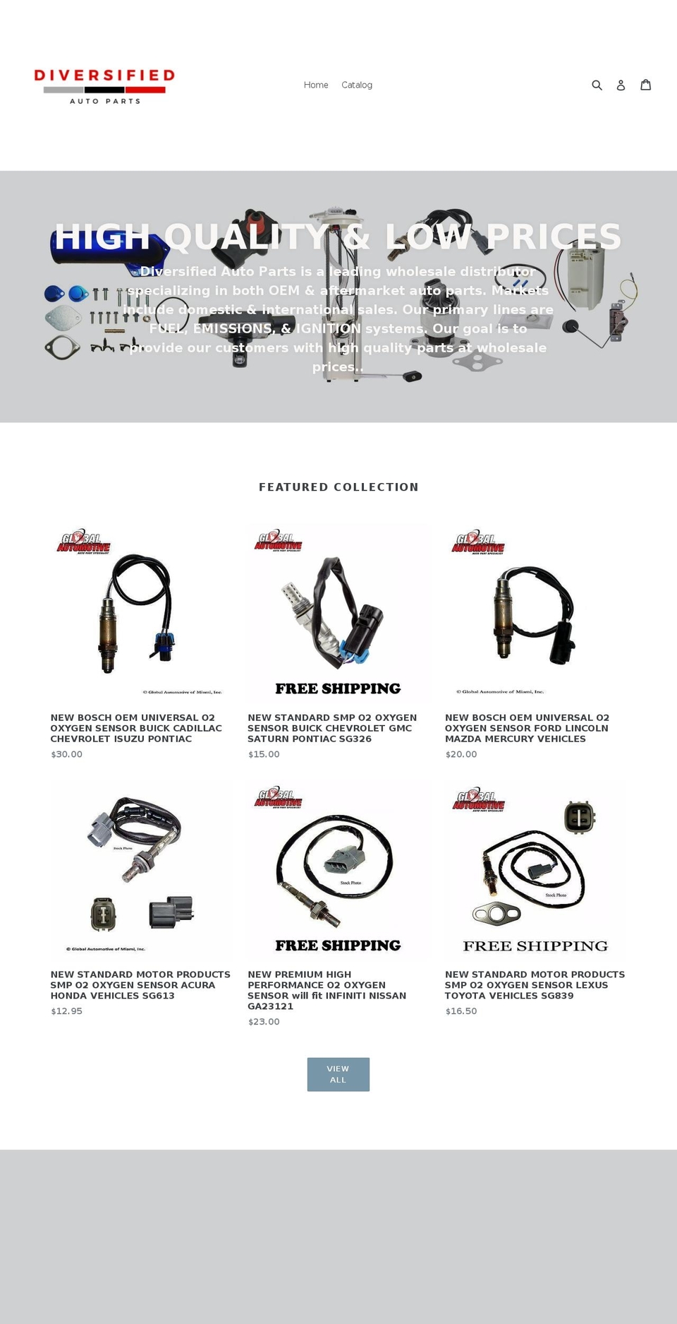 diversifiedautoparts.com — Shopify storefront screenshot