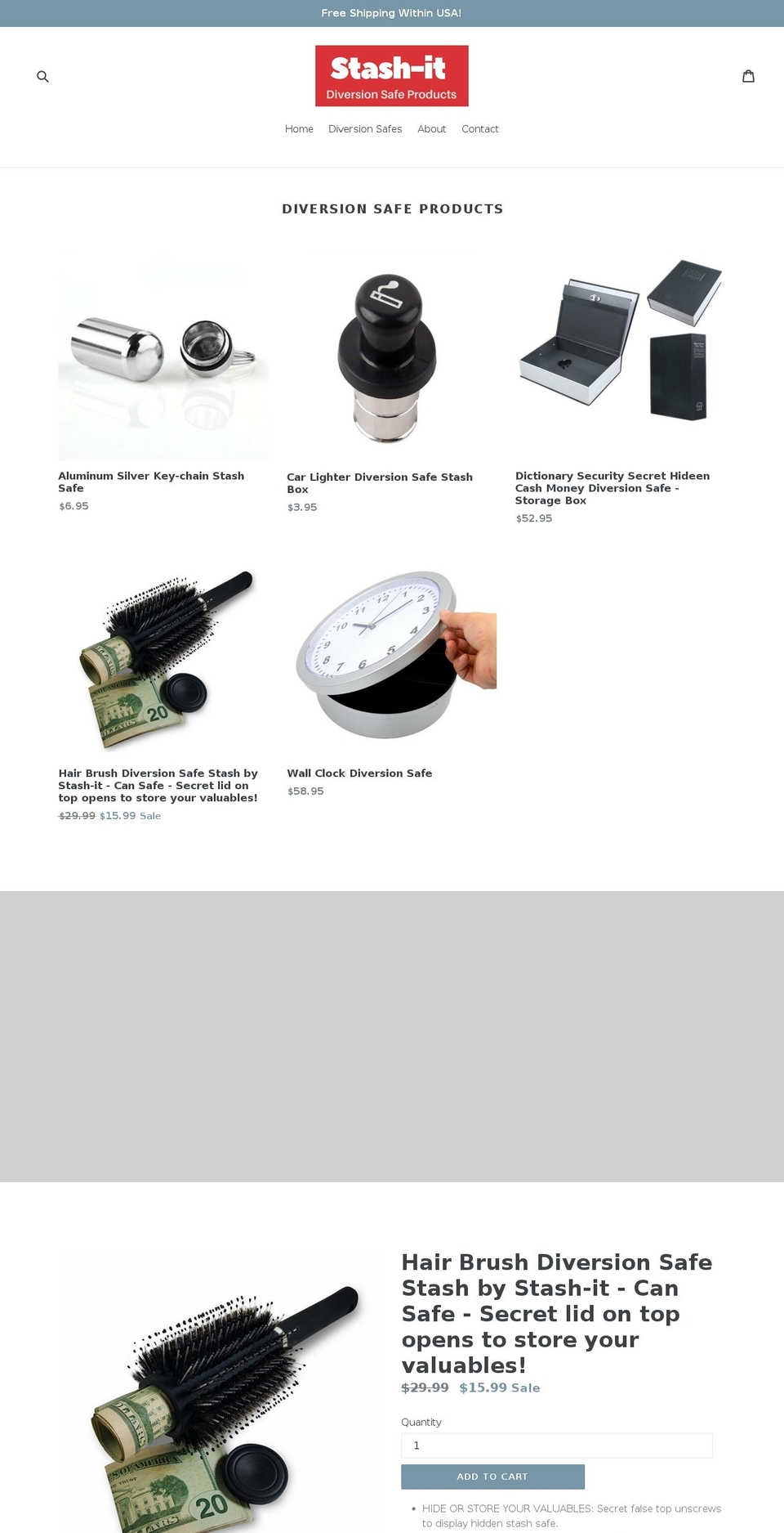 diversioncansafes.com shopify website screenshot
