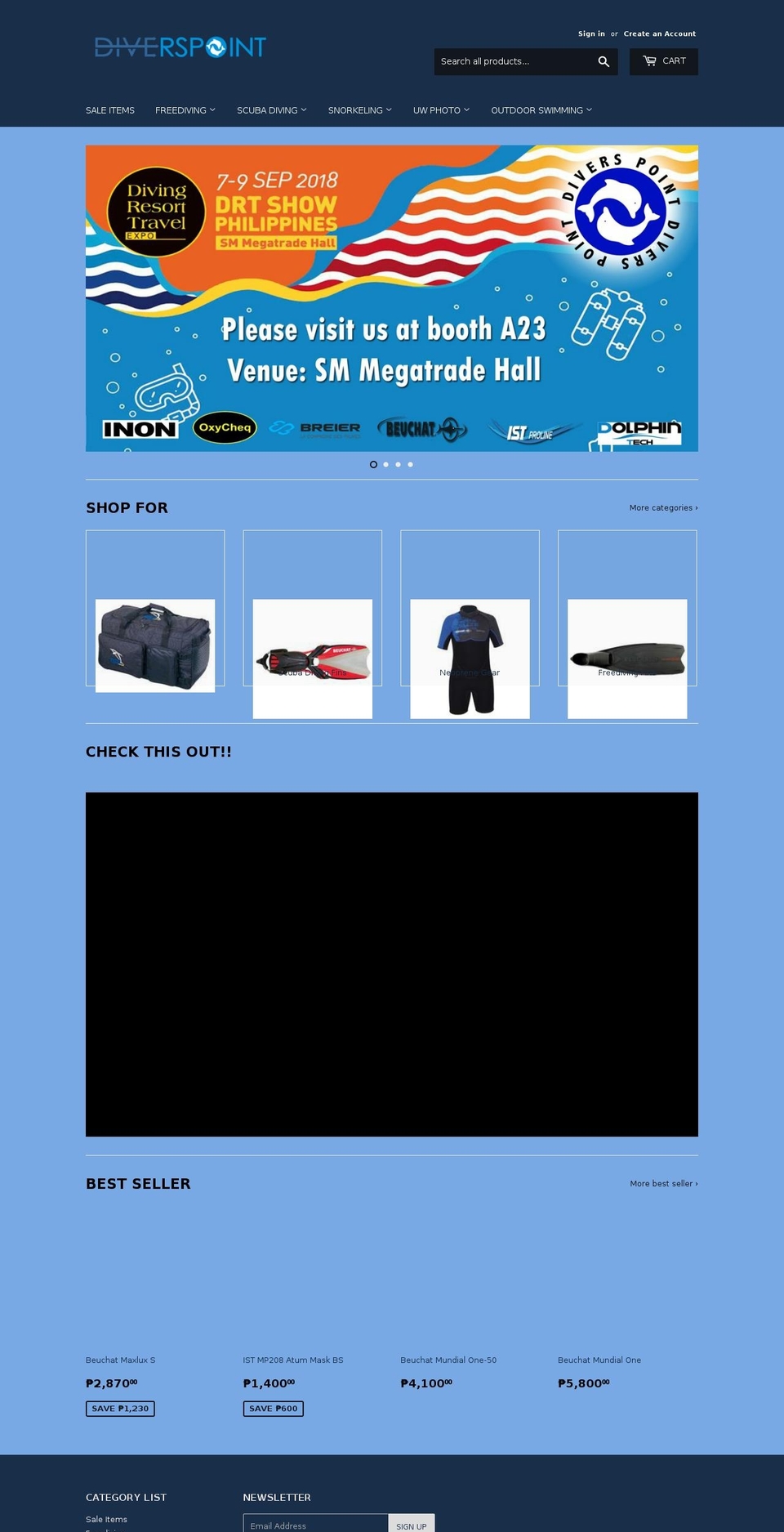diverspoint.net shopify website screenshot