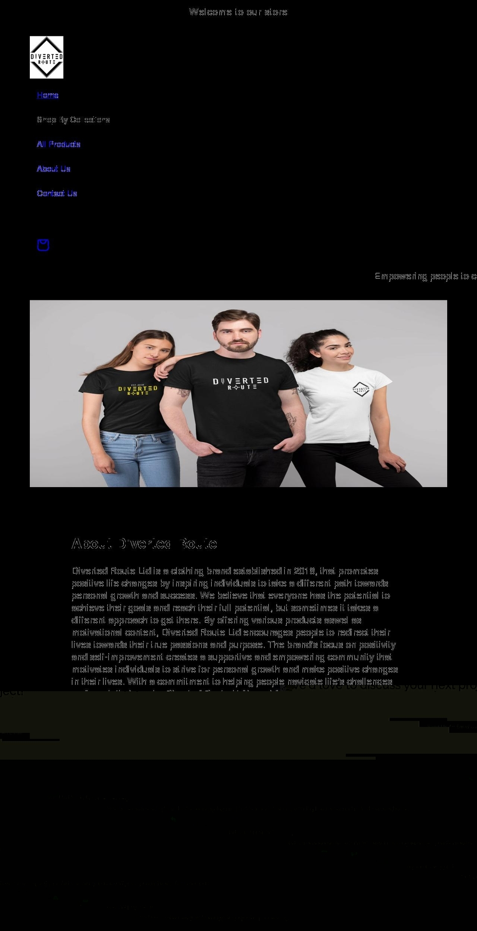 divertedroute.com shopify website screenshot