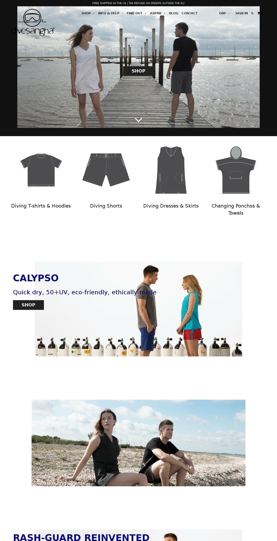divesanga.com shopify website screenshot