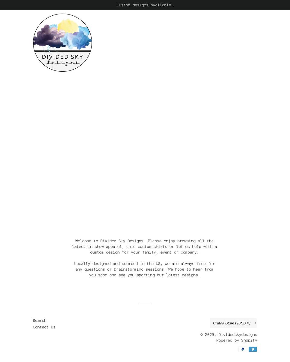 dividedskydesigns.com shopify website screenshot
