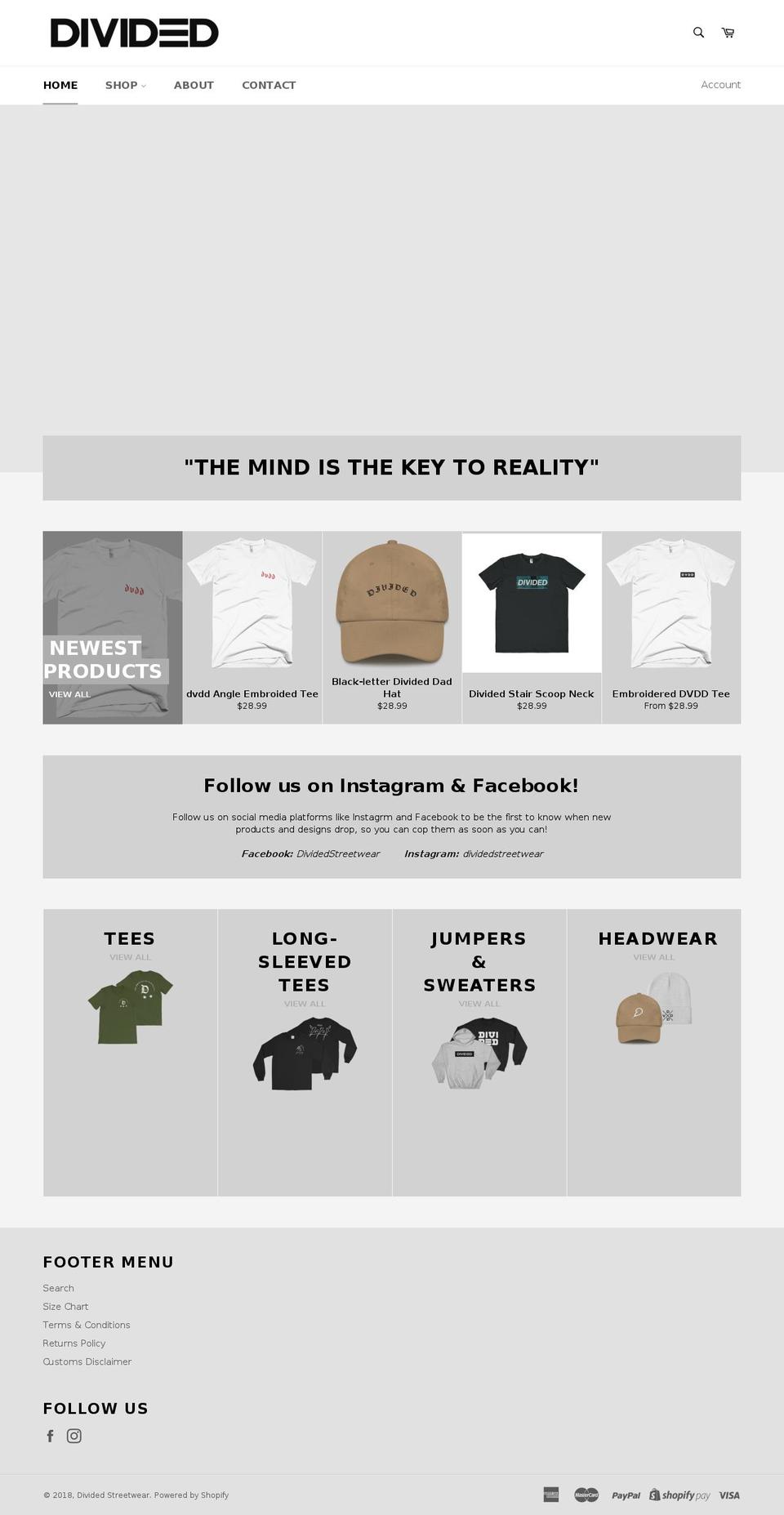 dividedstreetwear.com — Shopify storefront screenshot