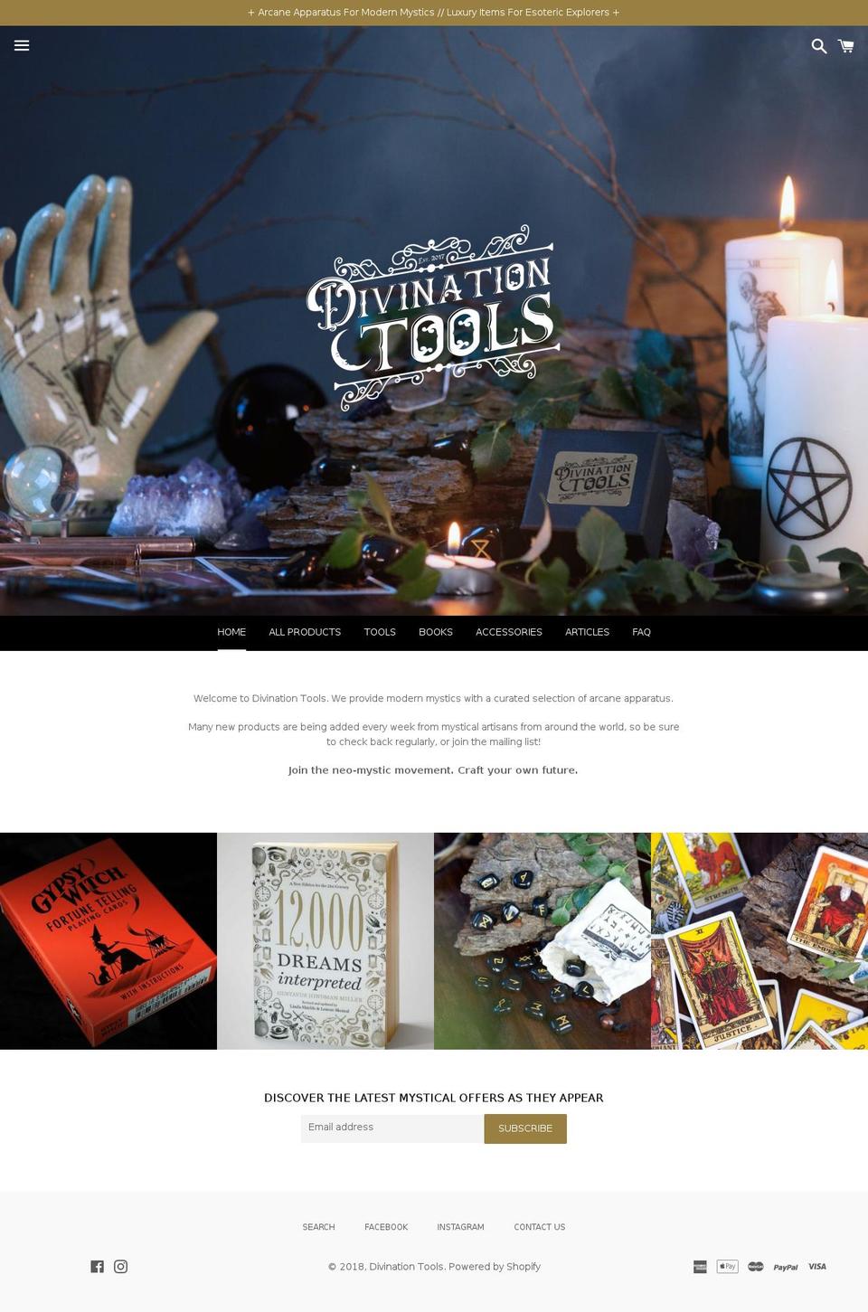 divinationtools.com — Shopify storefront screenshot