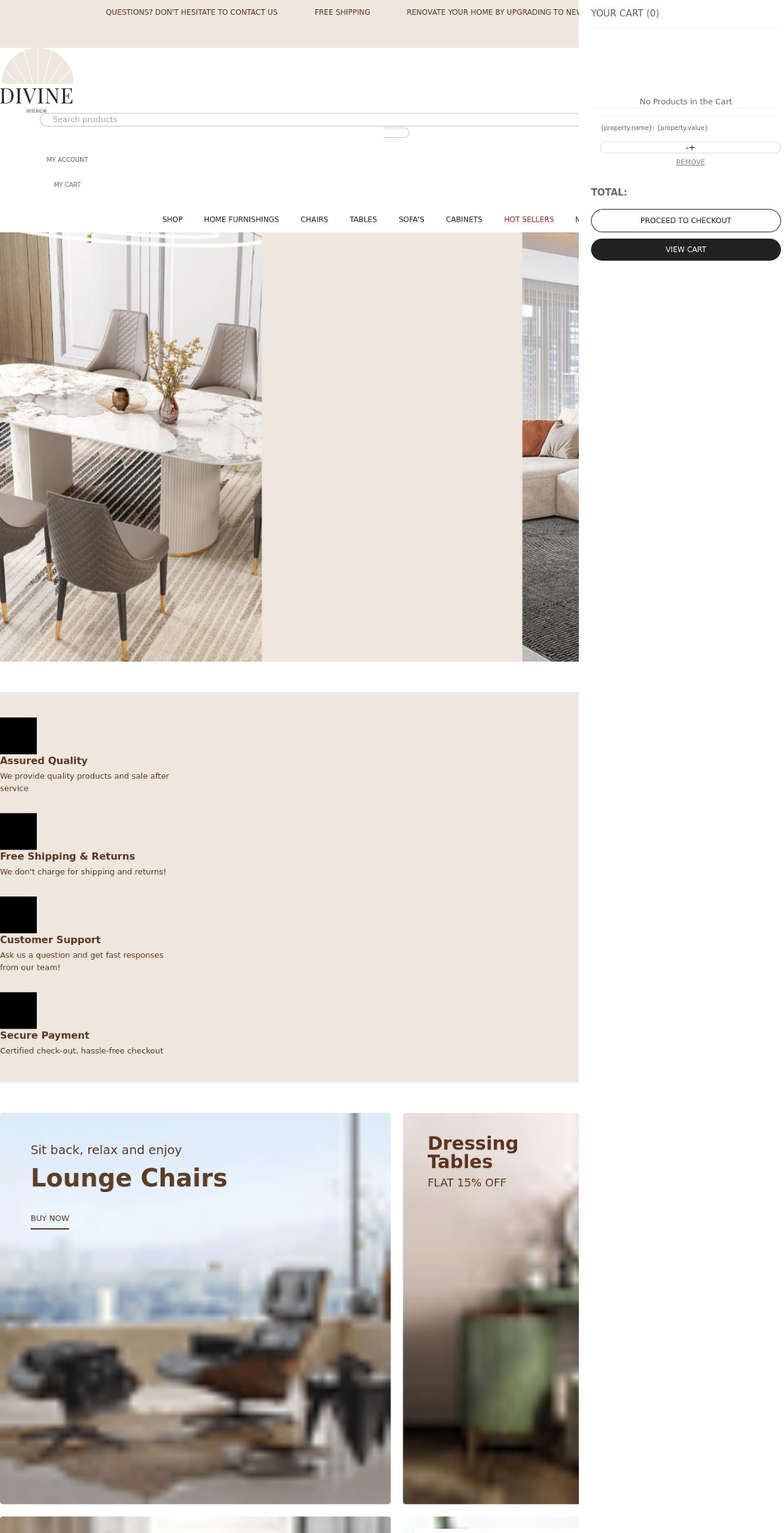 divine-interior.com shopify website screenshot