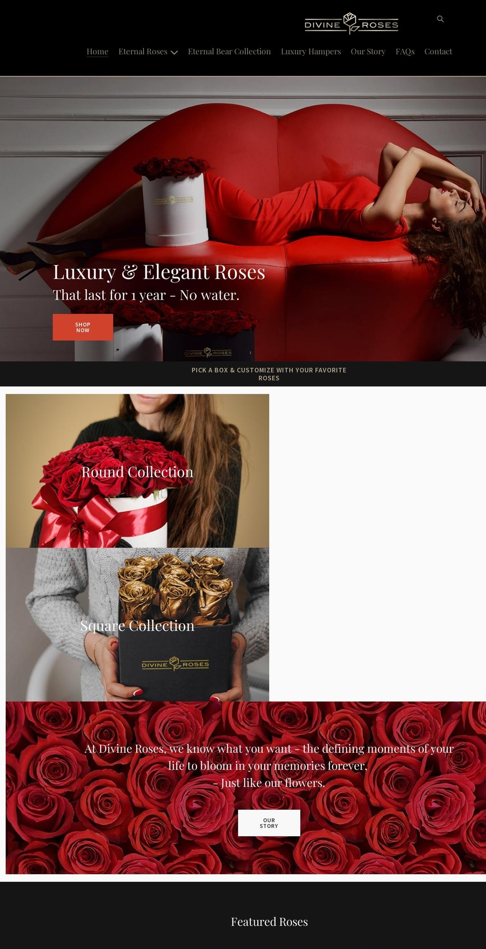divine-roses.com shopify website screenshot